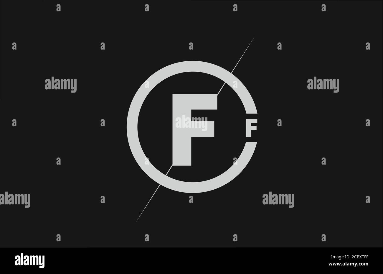 alphabet F letter logo icon. Black white simple line and circle design ...