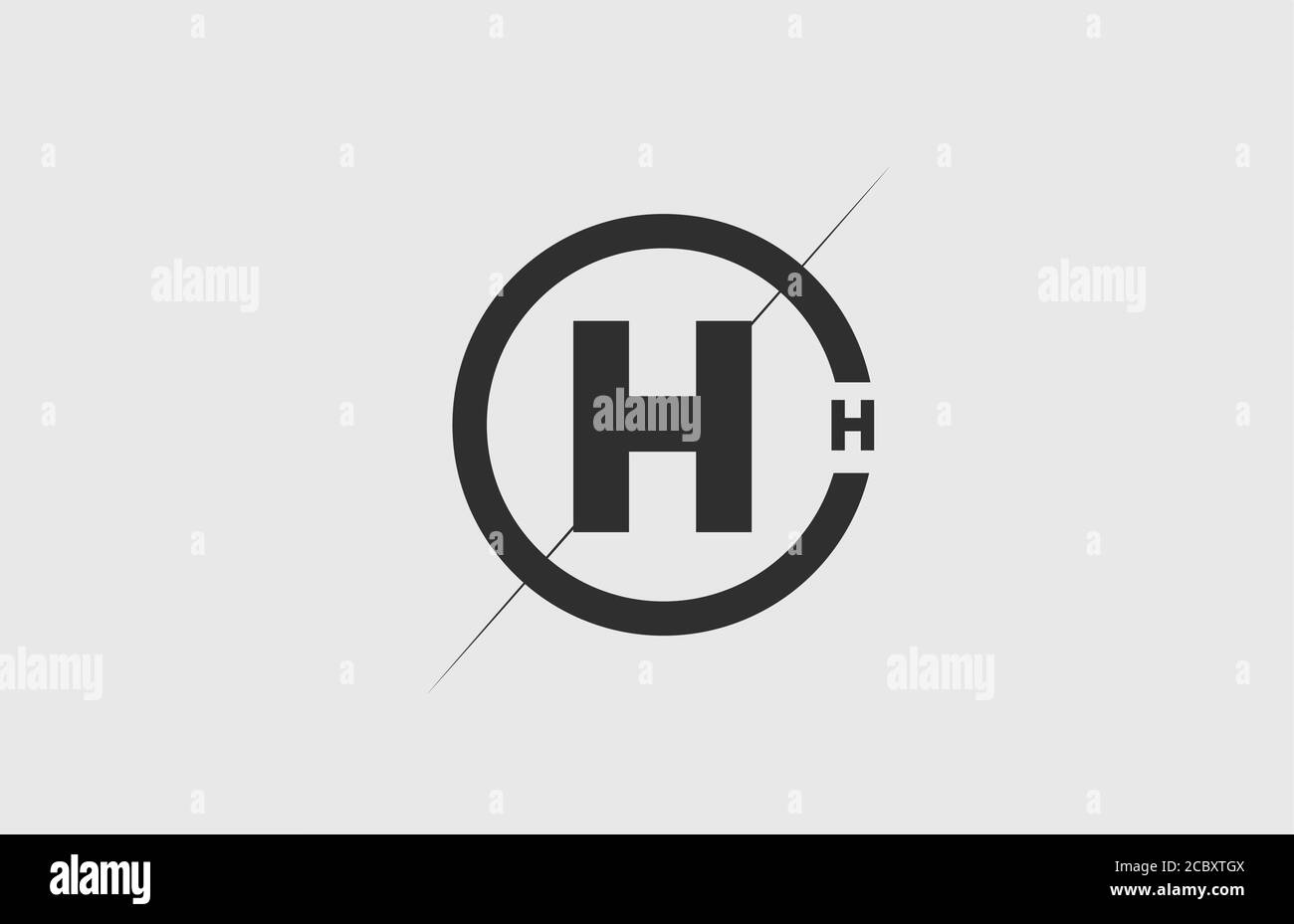 black white alphabet H letter logo icon. Simple line and circle design ...