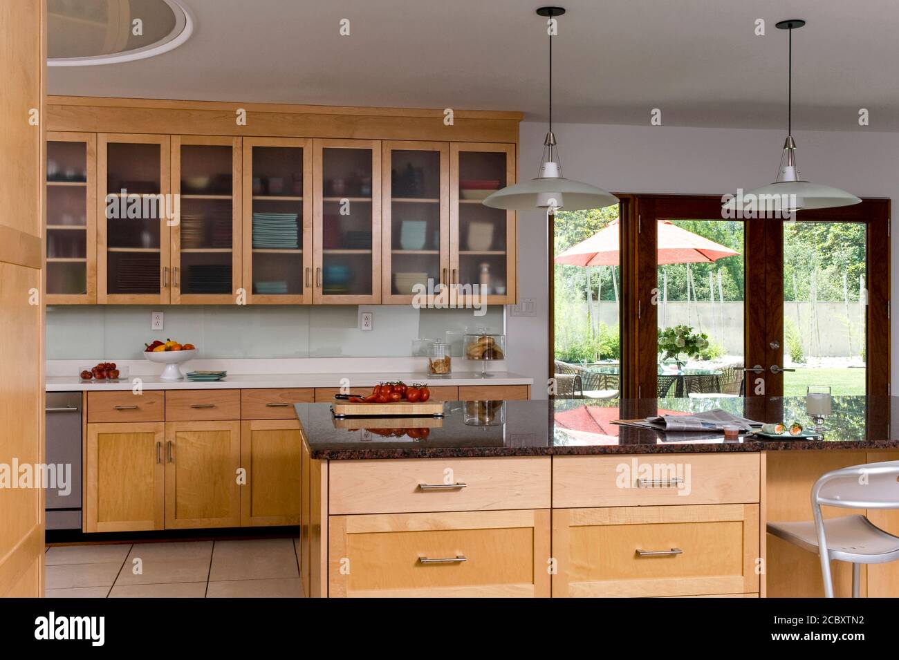 Blond Kitchen Cabinets Stock Photo