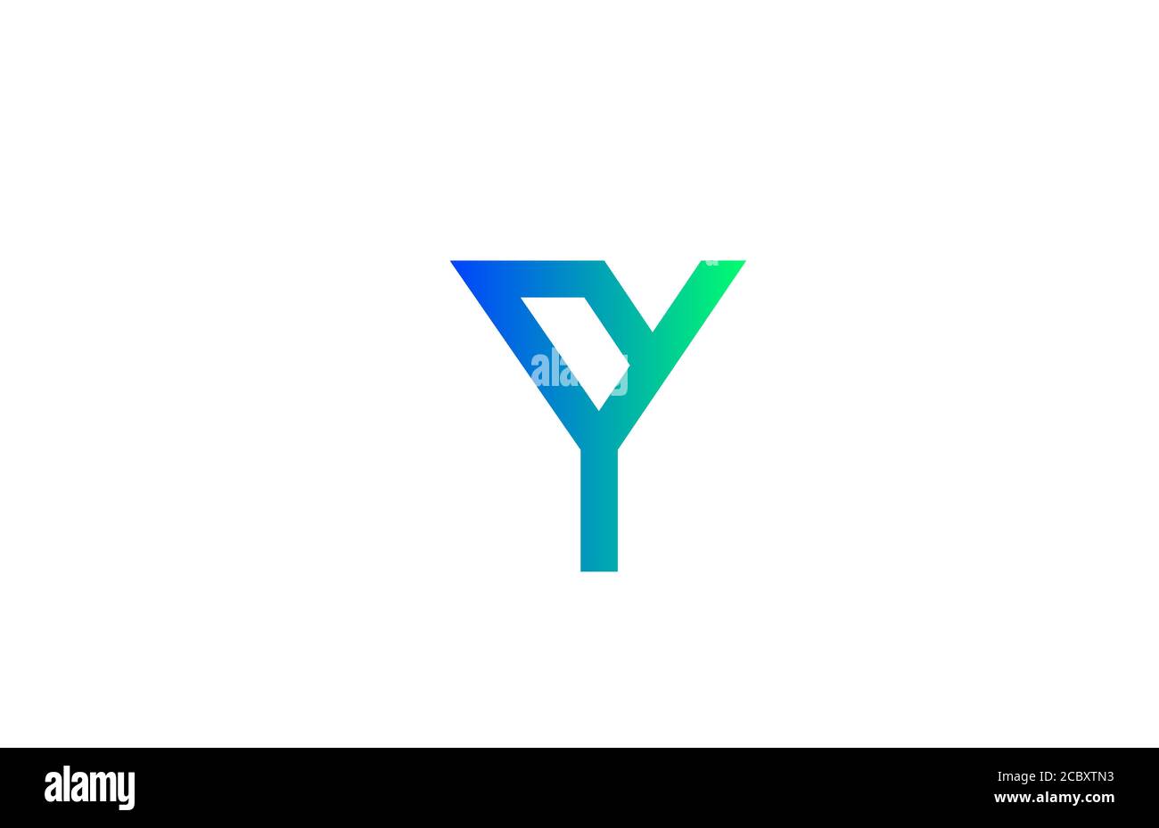 green blue Y alphabet letter logo icon. Line design for business and ...