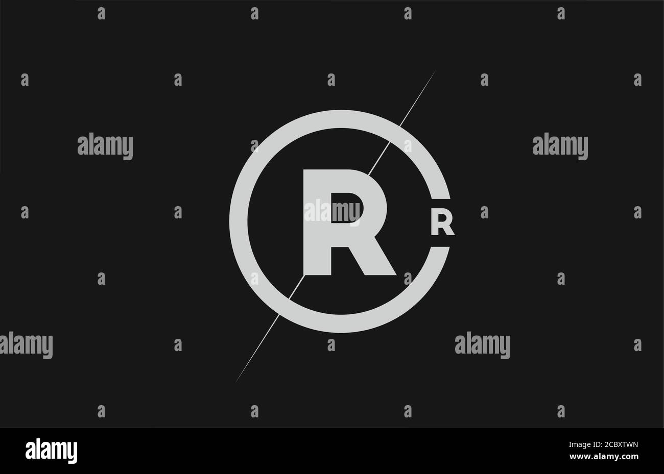 alphabet R letter logo icon. Black white simple line and circle design ...