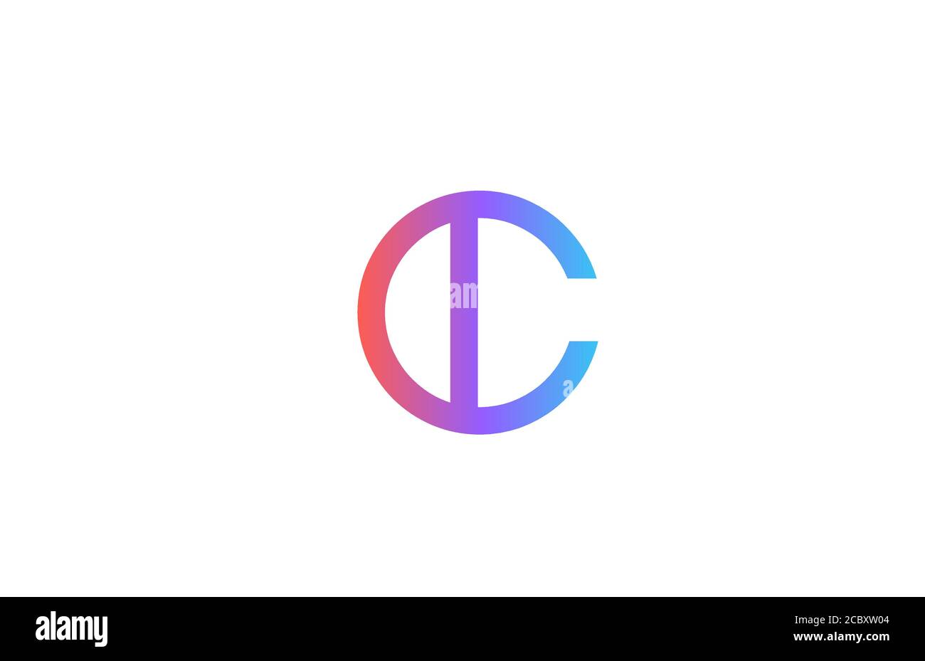 C colored alphabet letter logo icon. Pink blue simple line and design ...