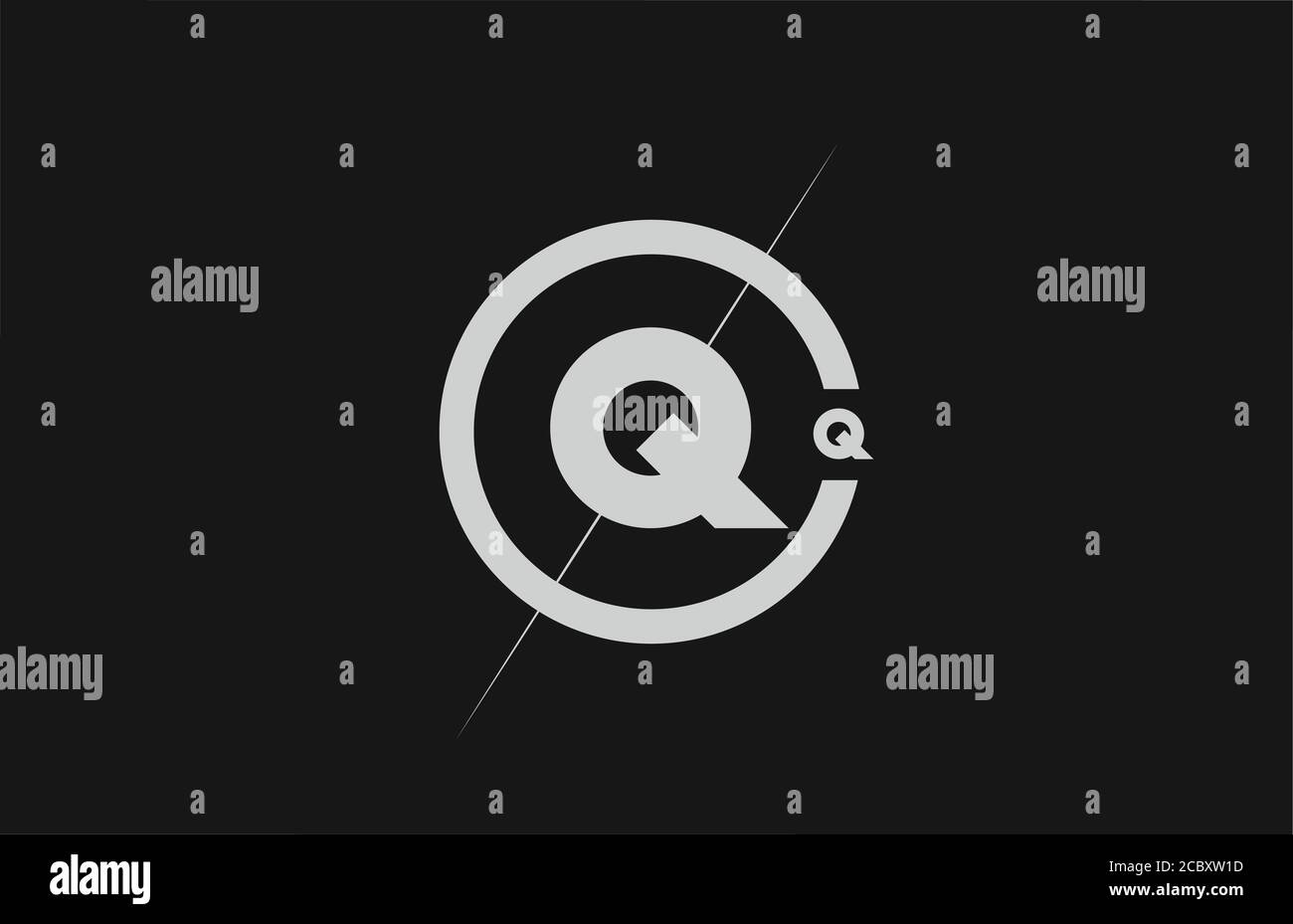 alphabet Q letter logo icon. Black white simple line and circle design ...