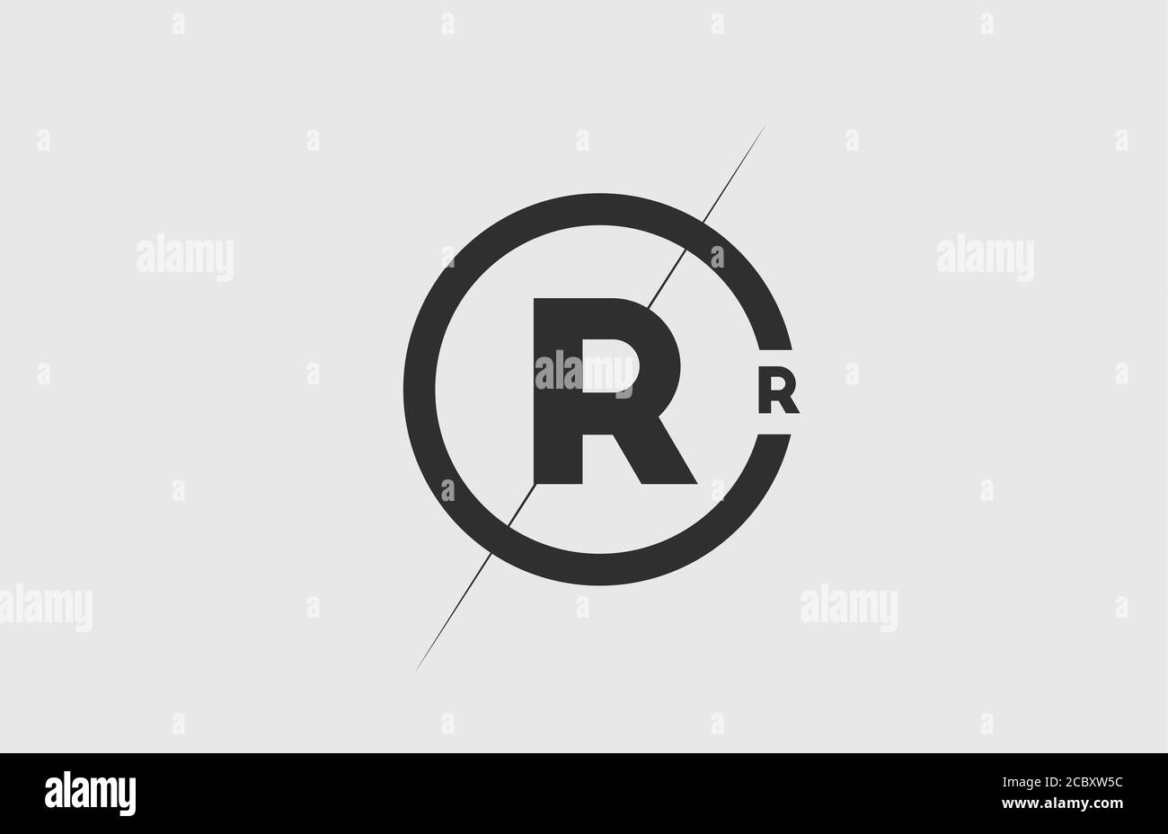 black white alphabet R letter logo icon. Simple line and circle design ...