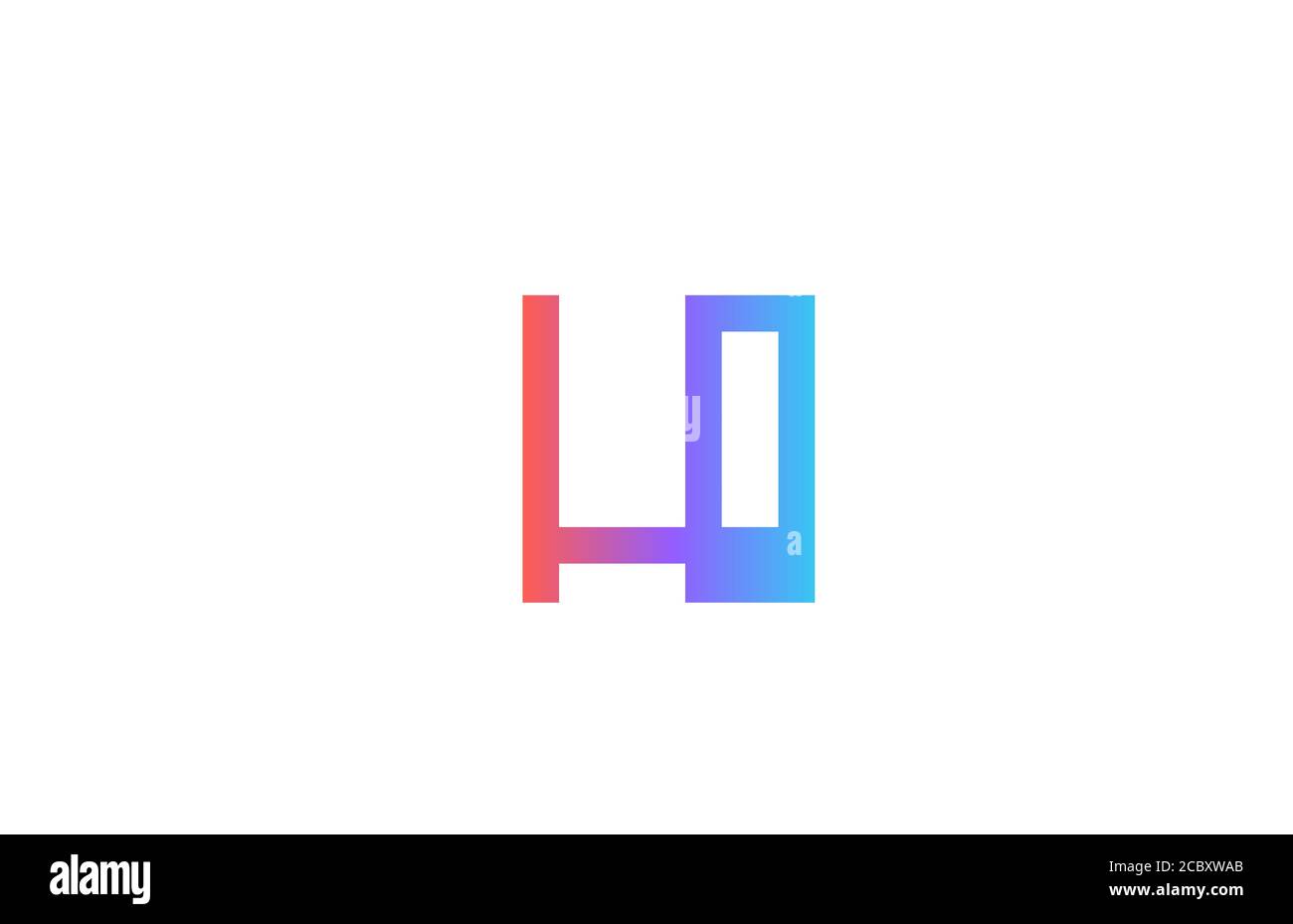 H colored alphabet letter logo icon. Pink blue simple line and design ...