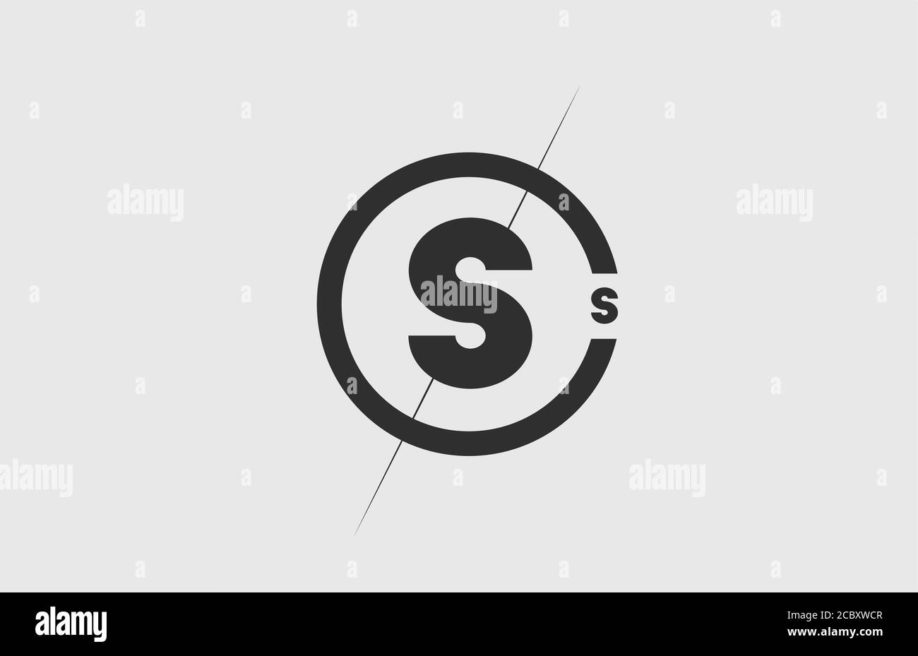 black white alphabet S letter logo icon. Simple line and circle design ...