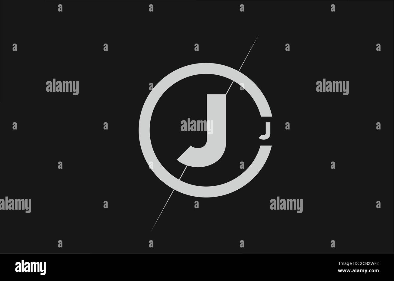 alphabet J letter logo icon. Black white simple line and circle design ...