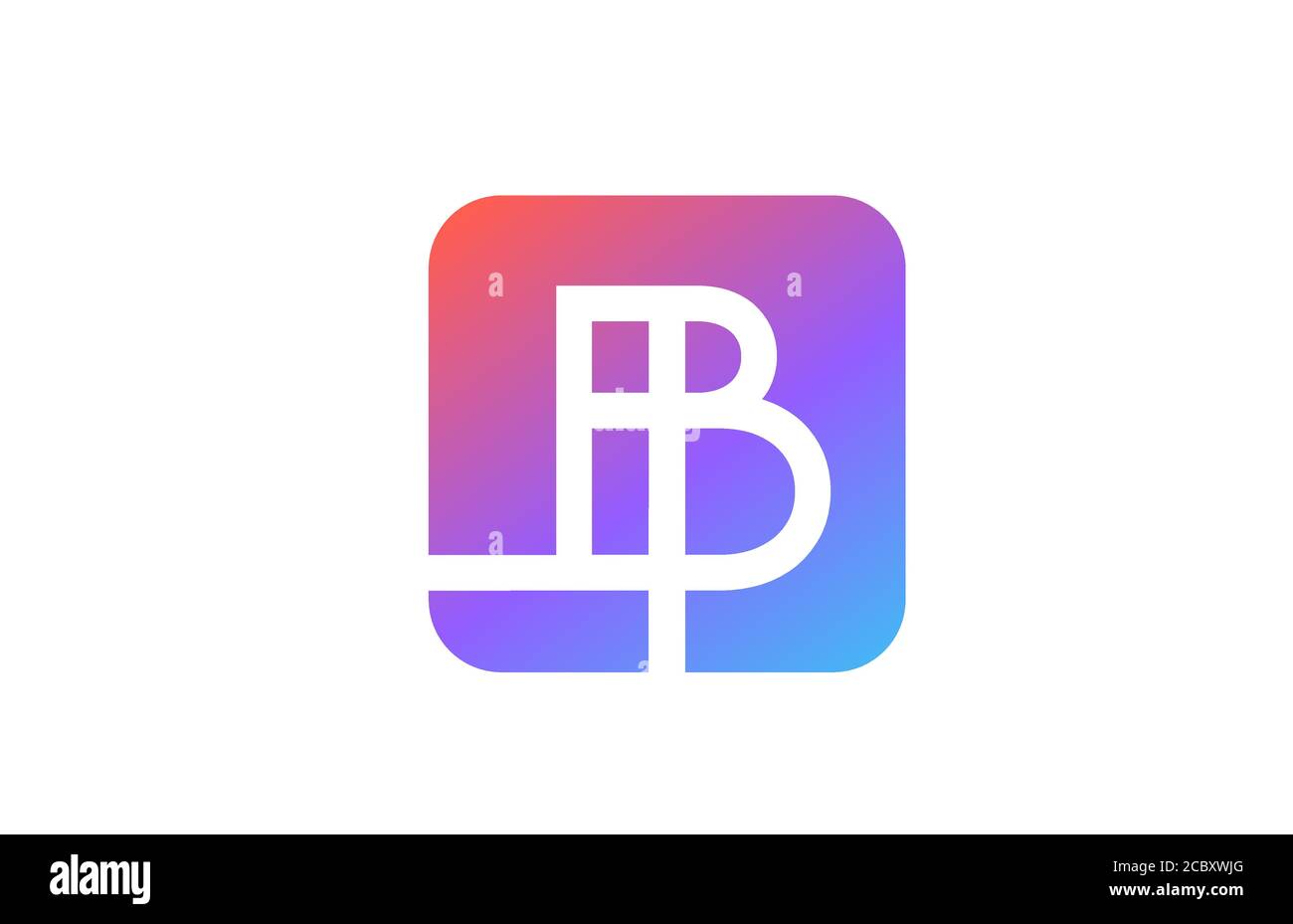 colored blue pink B alphabet letter logo icon. Line design for company ...