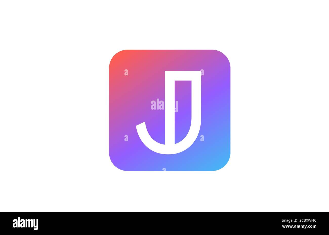 colored blue pink J alphabet letter logo icon. Line design for company ...