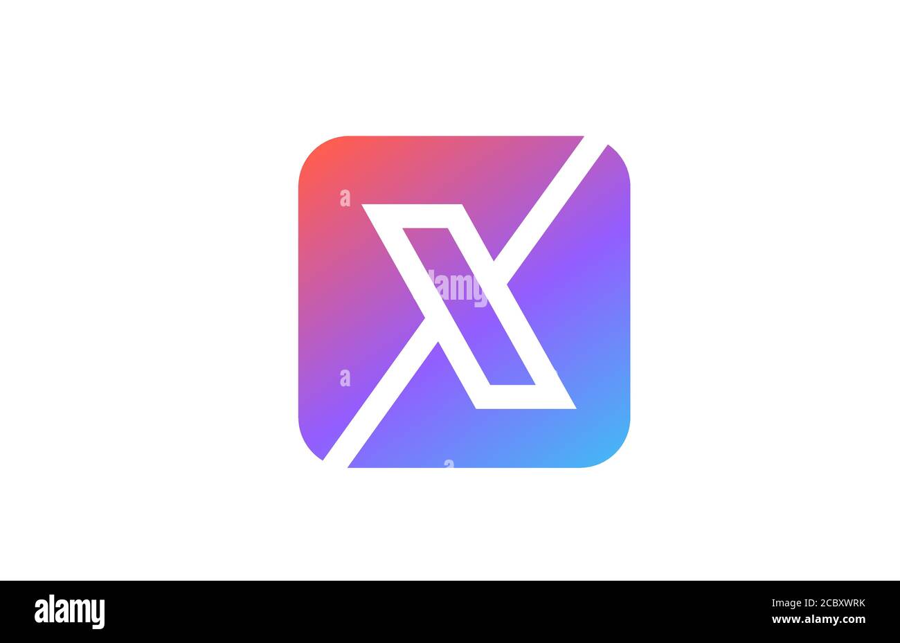 colored blue pink X alphabet letter logo icon. Line design for company ...
