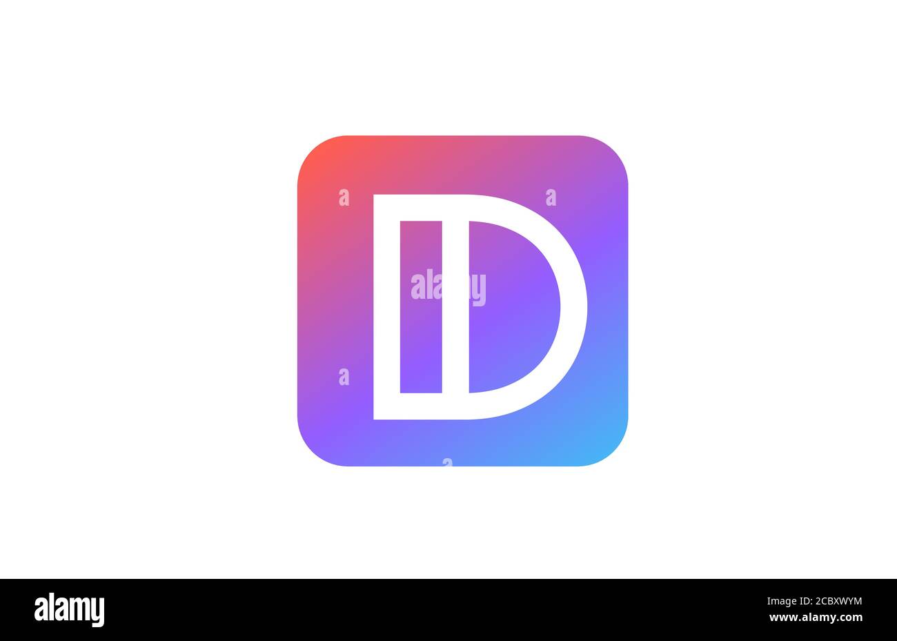 colored blue pink D alphabet letter logo icon. Line design for company ...