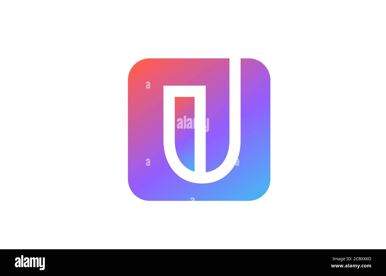 colored blue pink U alphabet letter logo icon. Line design for company ...