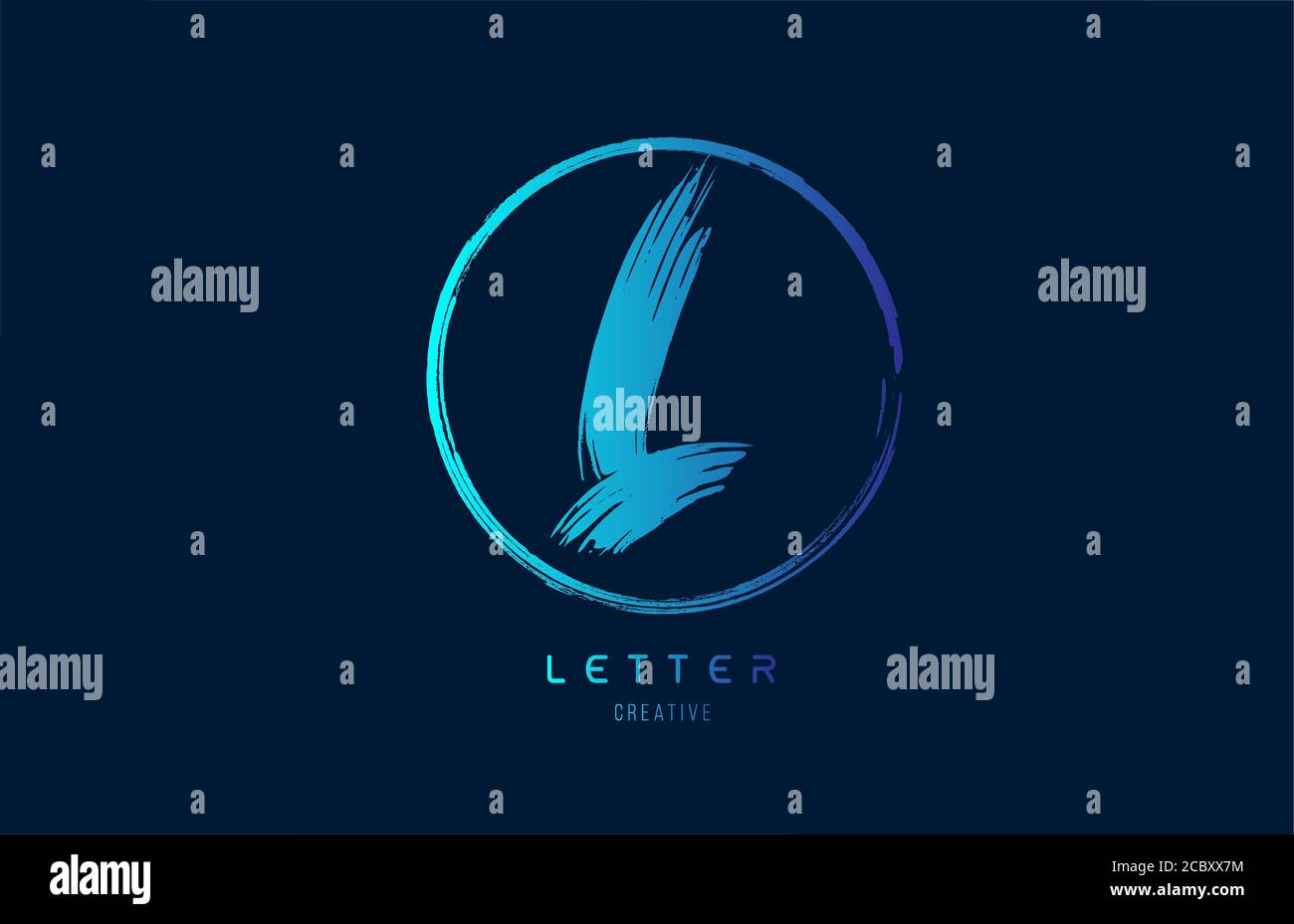 blue hand grunge brush letter L logo icon with circle. Alphabet design ...