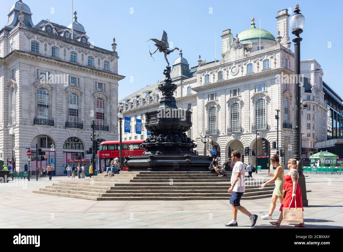 Shaftesbury Memorial Fountain with Statue of Anteros, Piccadilly Circus, City of Westminster, Greater London, England, United Kingdom Stock Photo