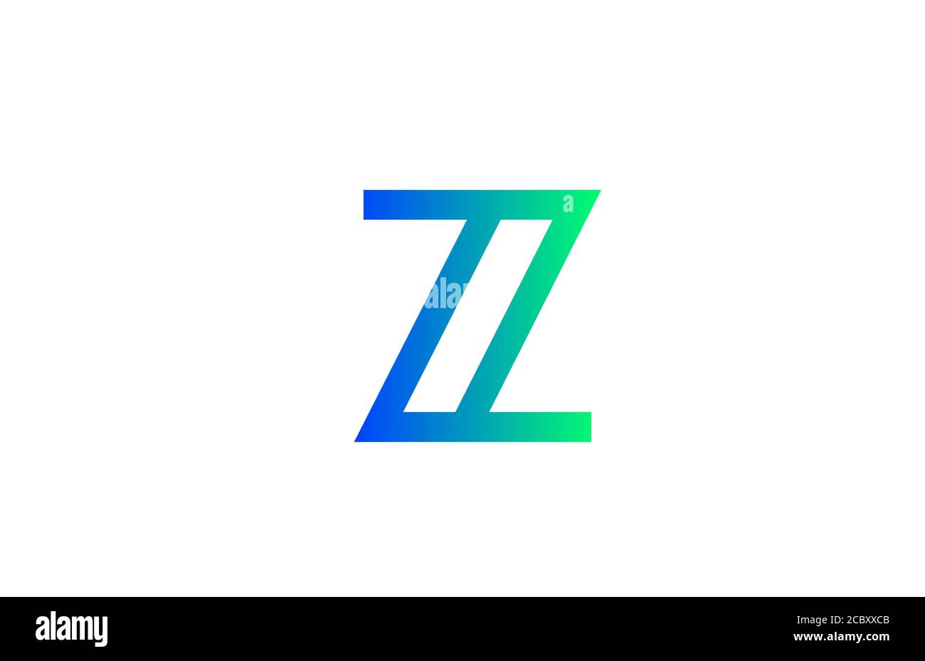 green blue Z alphabet letter logo icon. Line design for business and