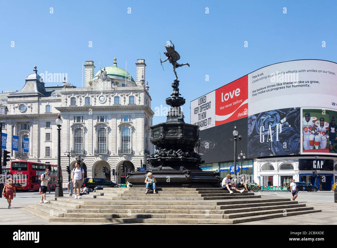 Shaftesbury Memorial Fountain with Statue of Anteros, Piccadilly Circus, City of Westminster, Greater London, England, United Kingdom Stock Photo