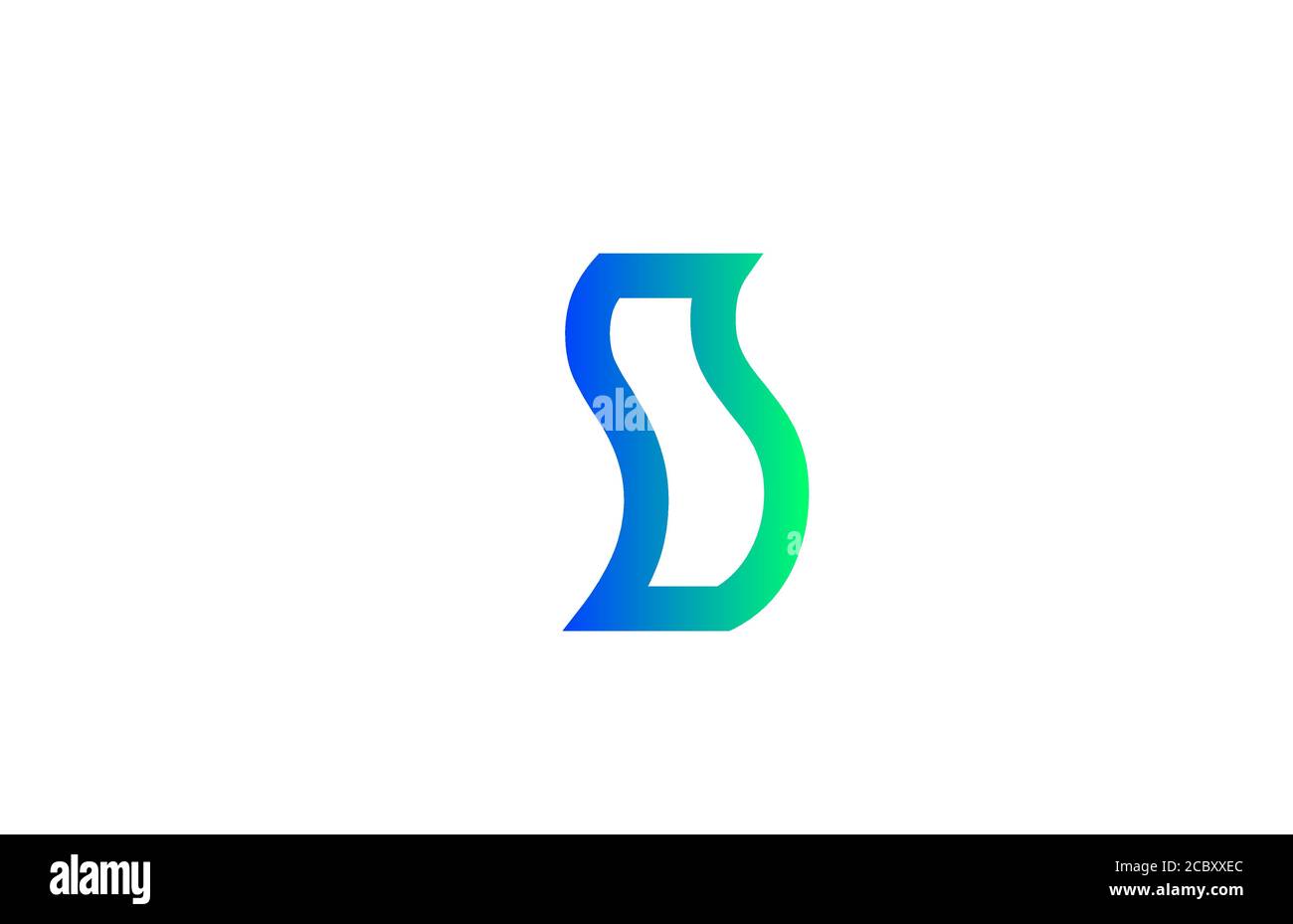 green blue S alphabet letter logo icon. Line design for business and ...