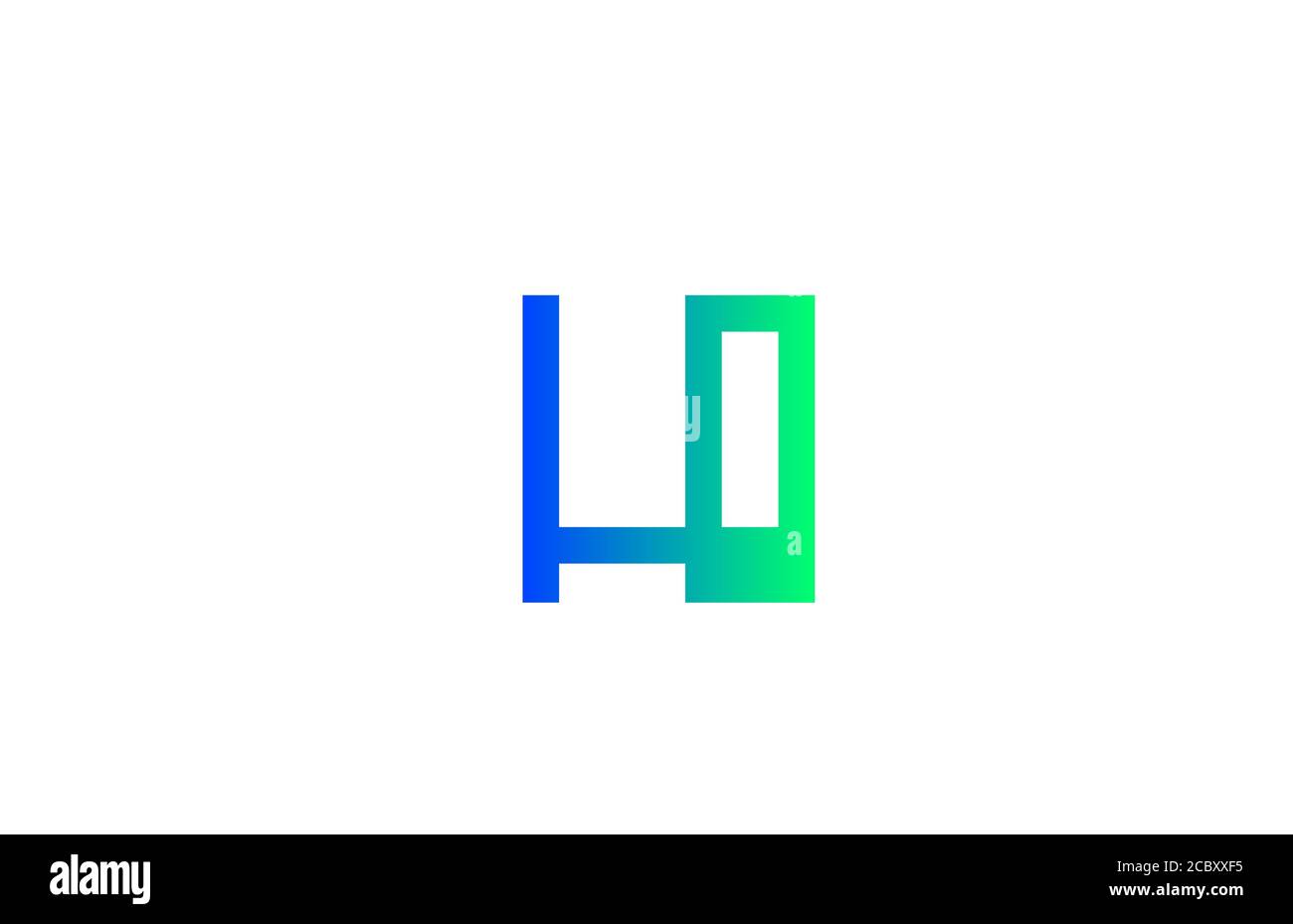 green blue H alphabet letter logo icon. Line design for business and ...