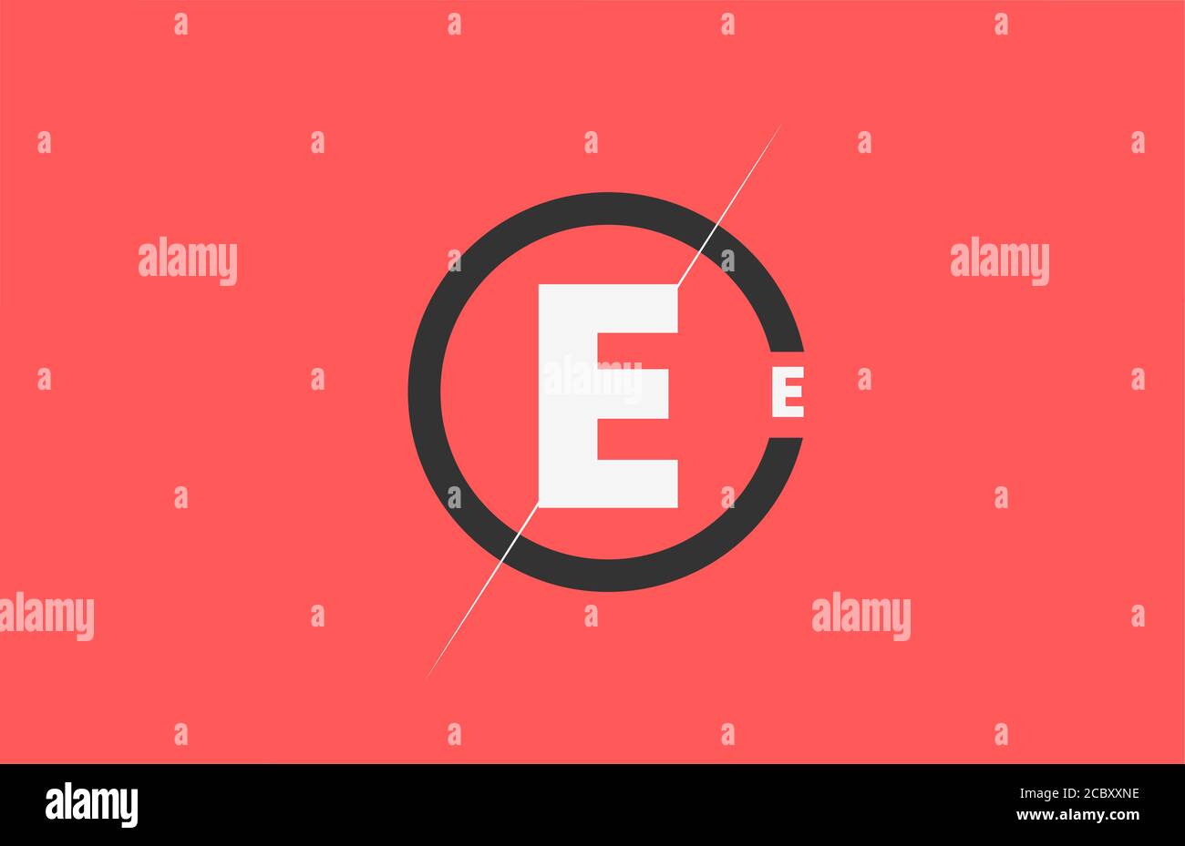 black white pink E alphabet letter logo icon. Circle business and ...
