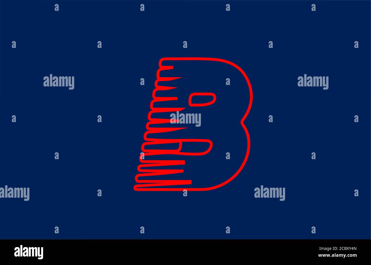 B red line alphabet letter logo icon. Simple line design for company ...