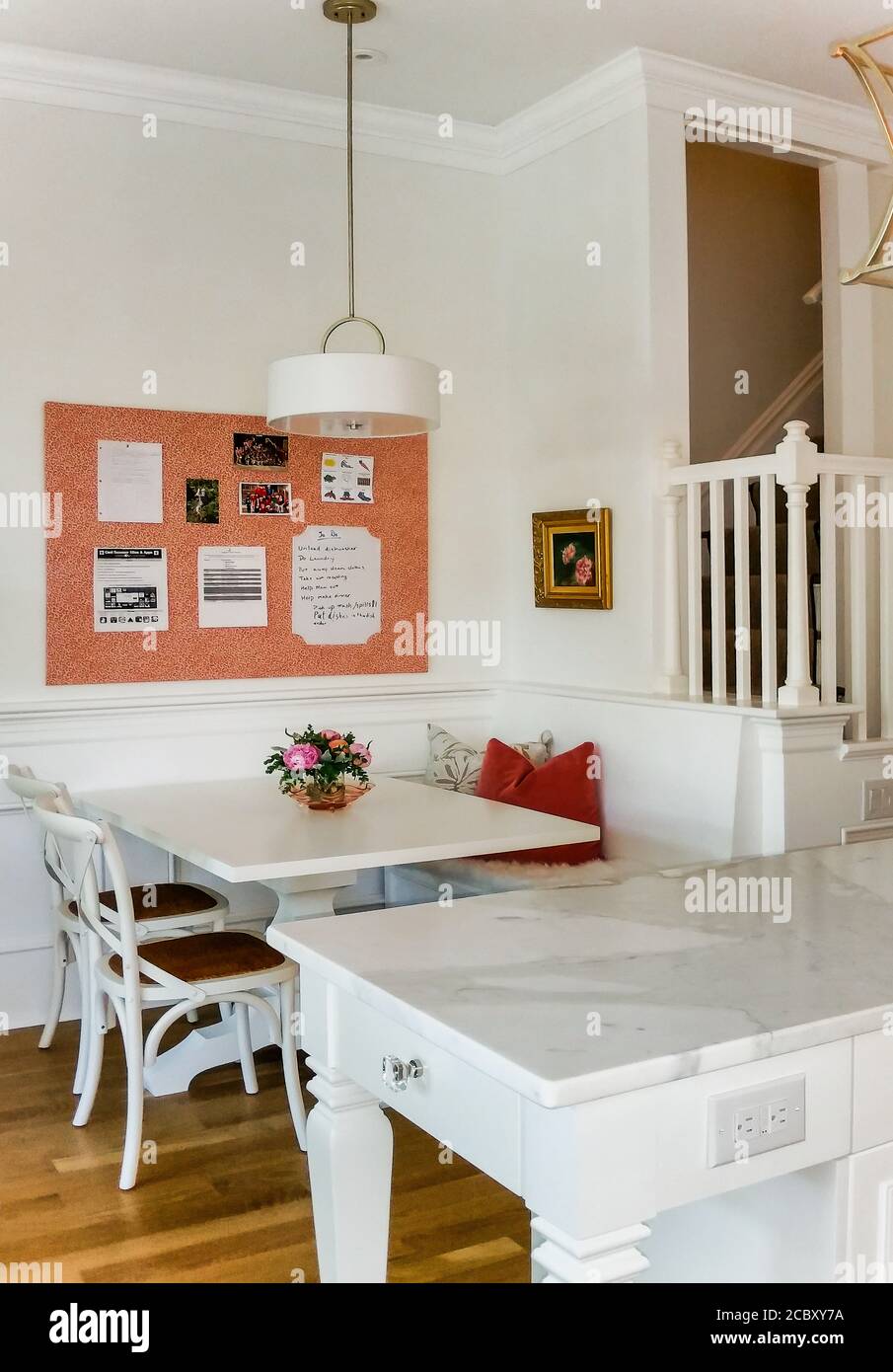 Pink and White Kitchen and Bar and Den Stock Photo
