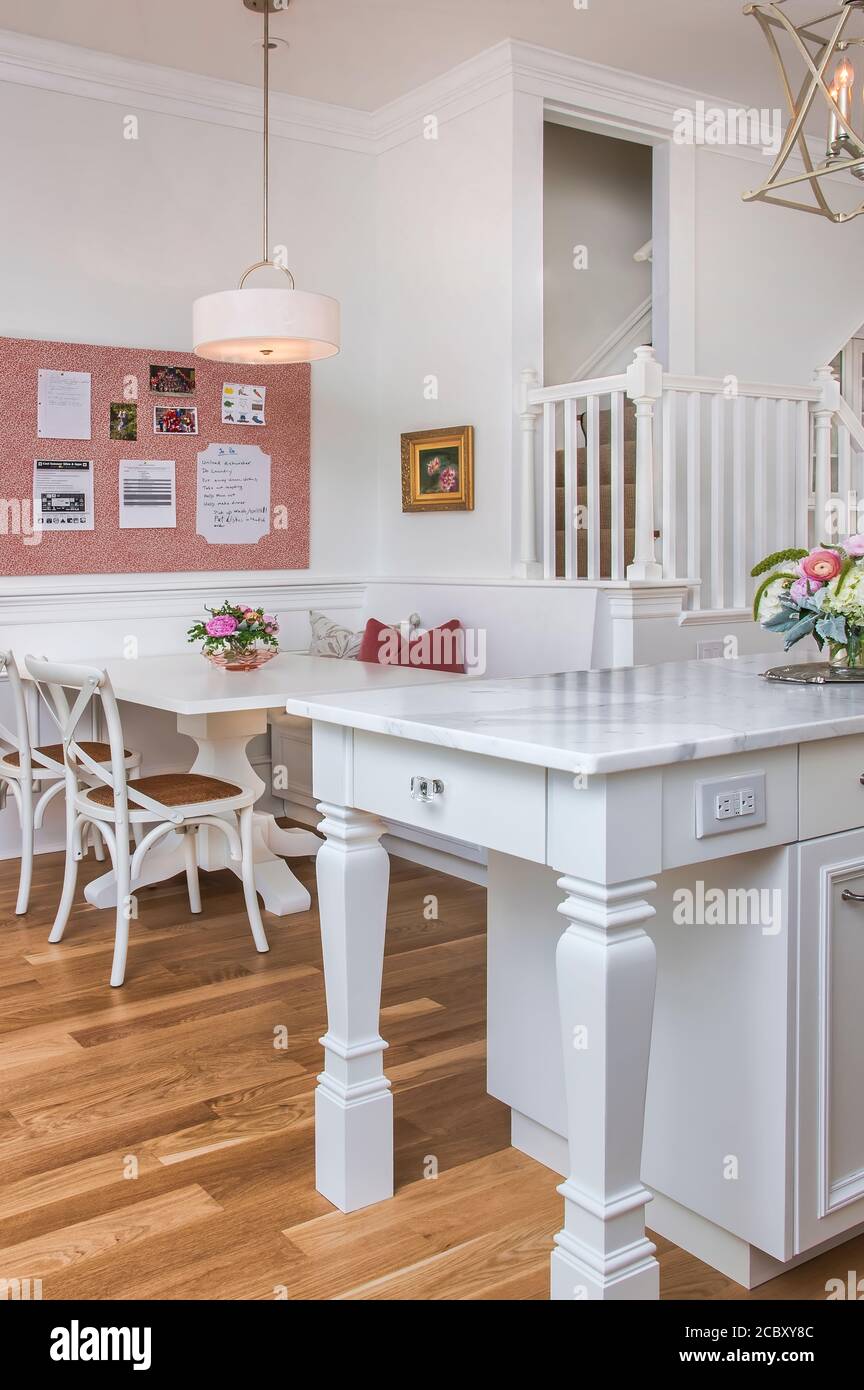 Pink and White Kitchen and Bar and Den Stock Photo