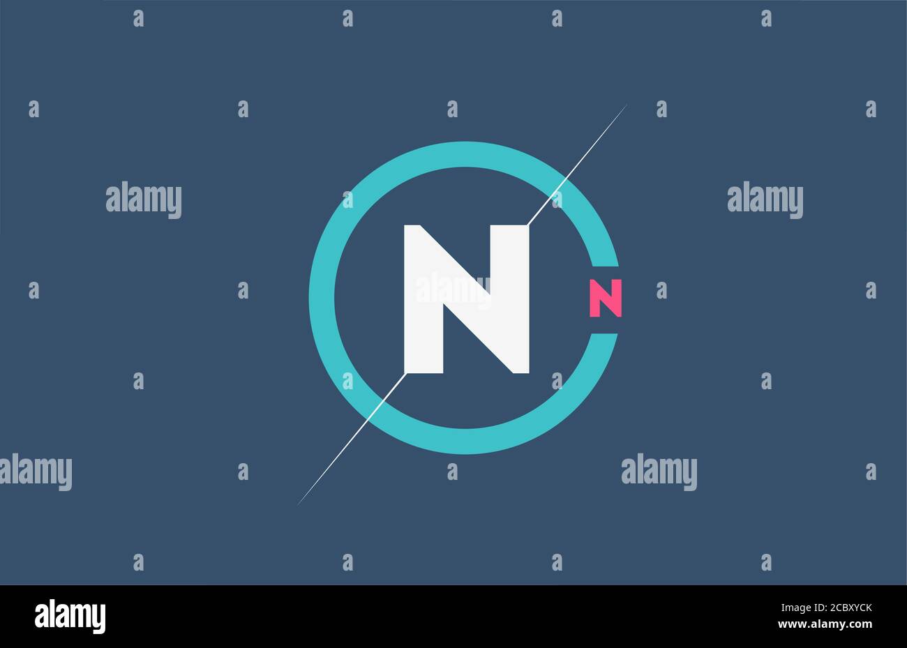 blue white pink N alphabet letter logo icon. Circle company and ...