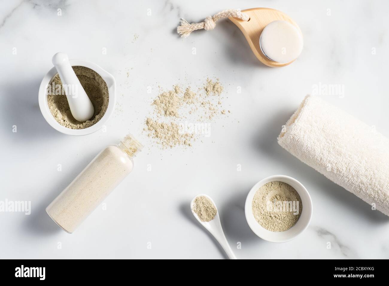 Homemade ubtan face wash scrub preparation. Flat lay, top view Stock Photo Alamy