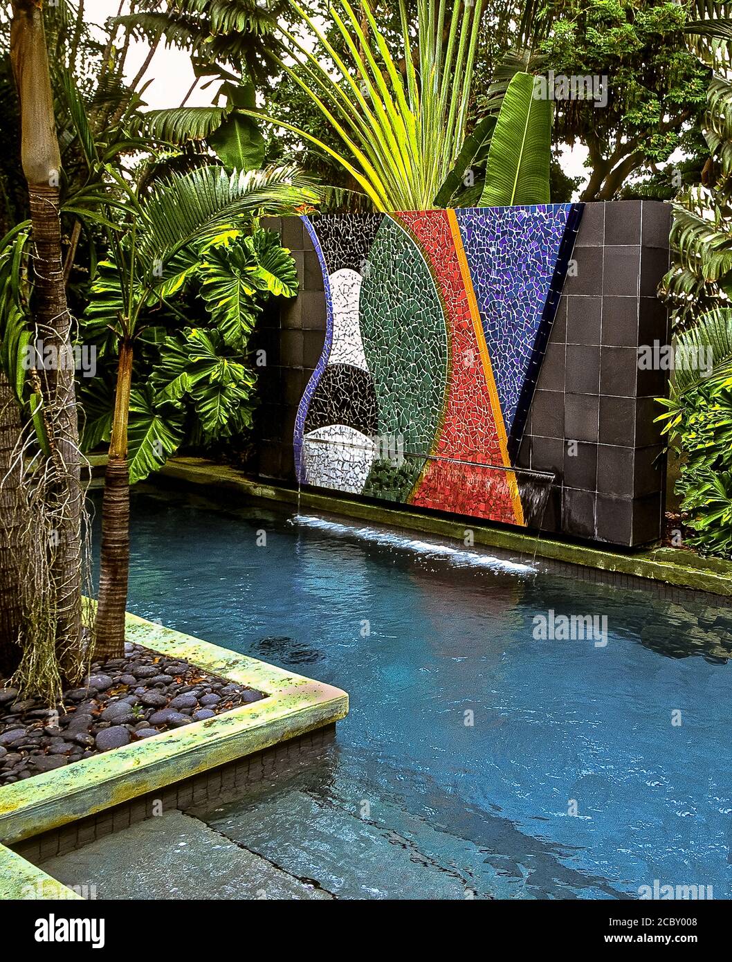 Mosaic Wall Pool Tile, Exotic setting Stock Photo - Alamy