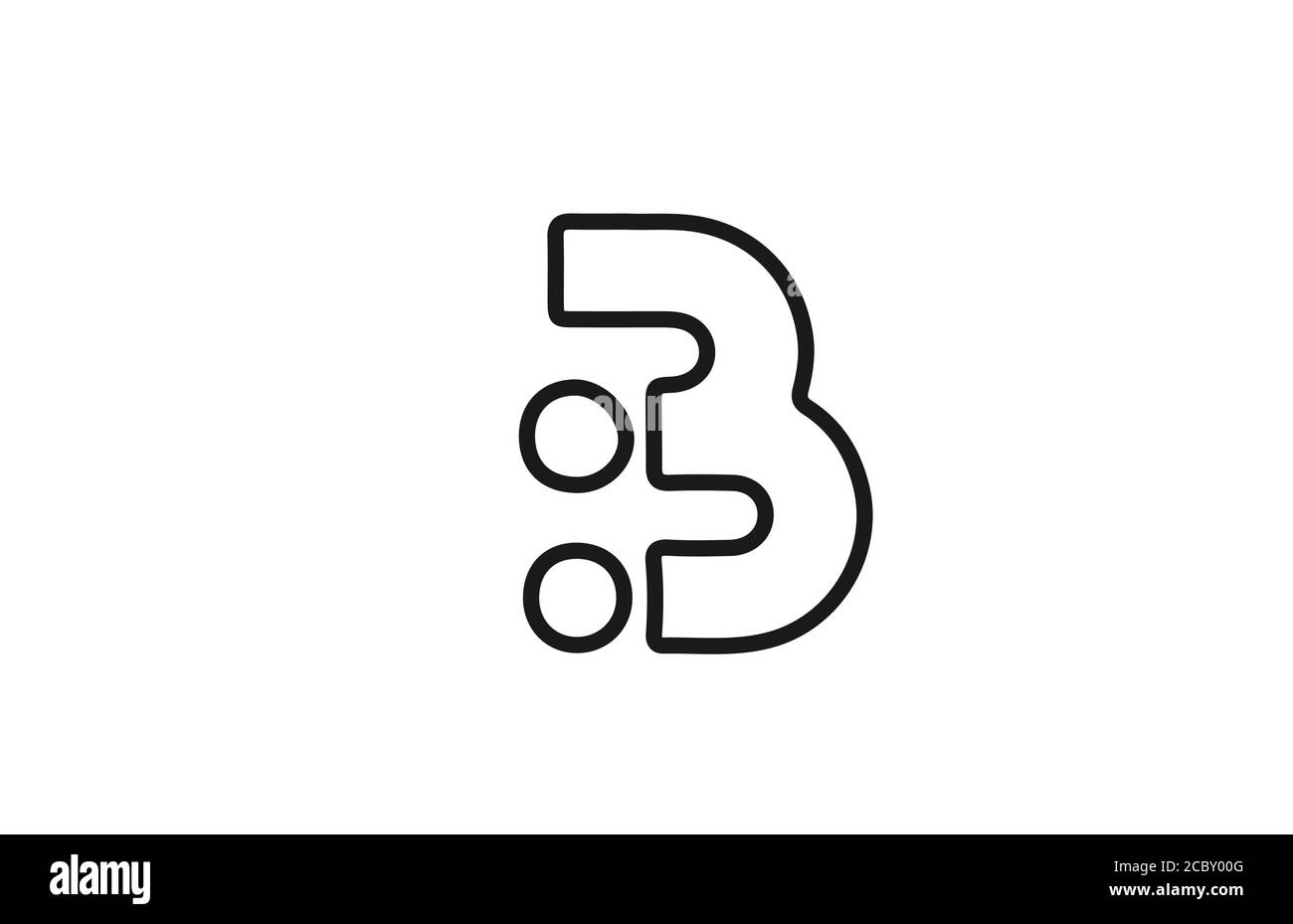 Alphabet B Letter Logo Icon With Line. Black And White Design For ...