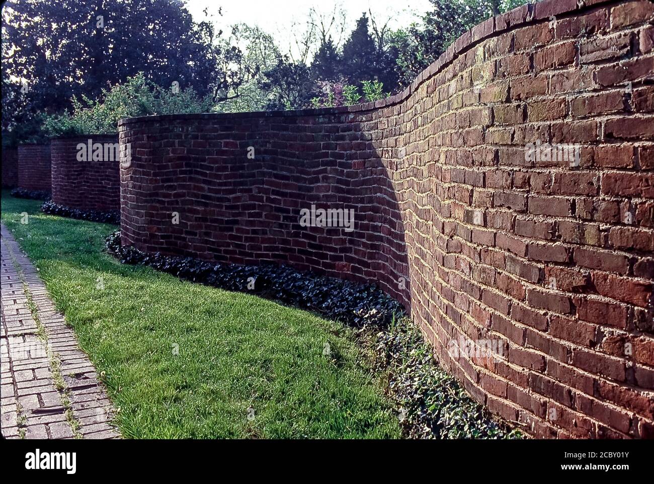 Curving Brick Wall -Private enclosure Stock Photo