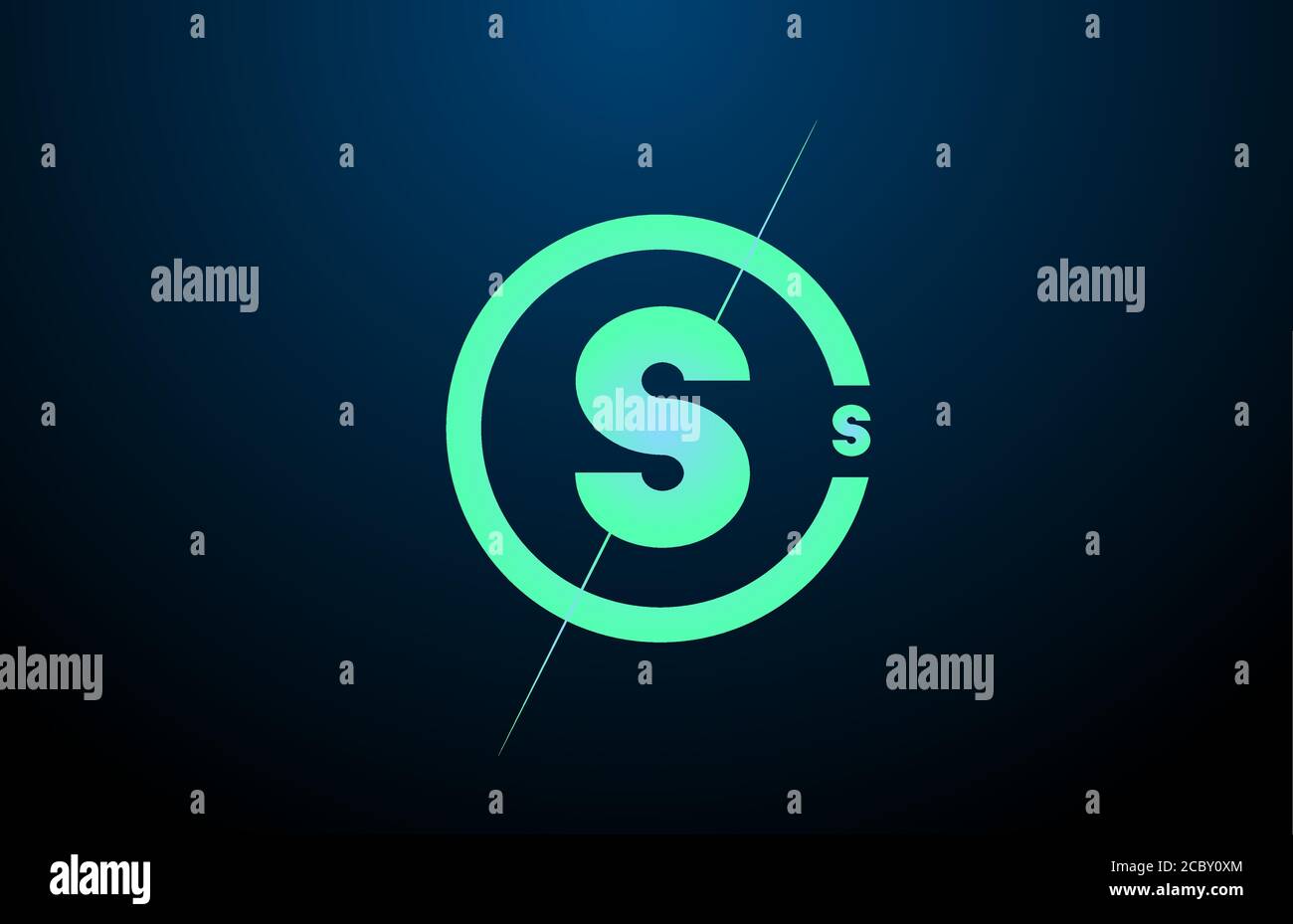 black blue green S alphabet letter logo icon. Design with circle for ...
