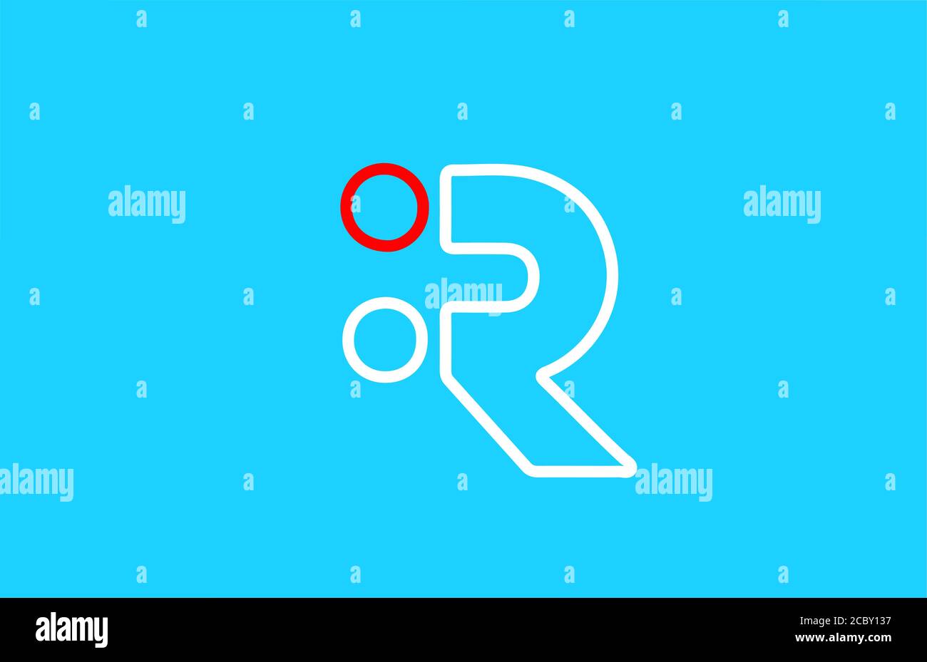 line alphabet R letter logo icon design in red and white. Blue ...