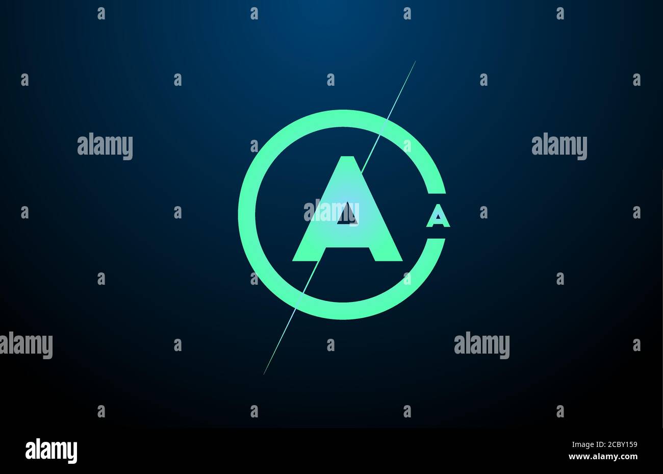 black blue green A alphabet letter logo icon. Design with circle for ...