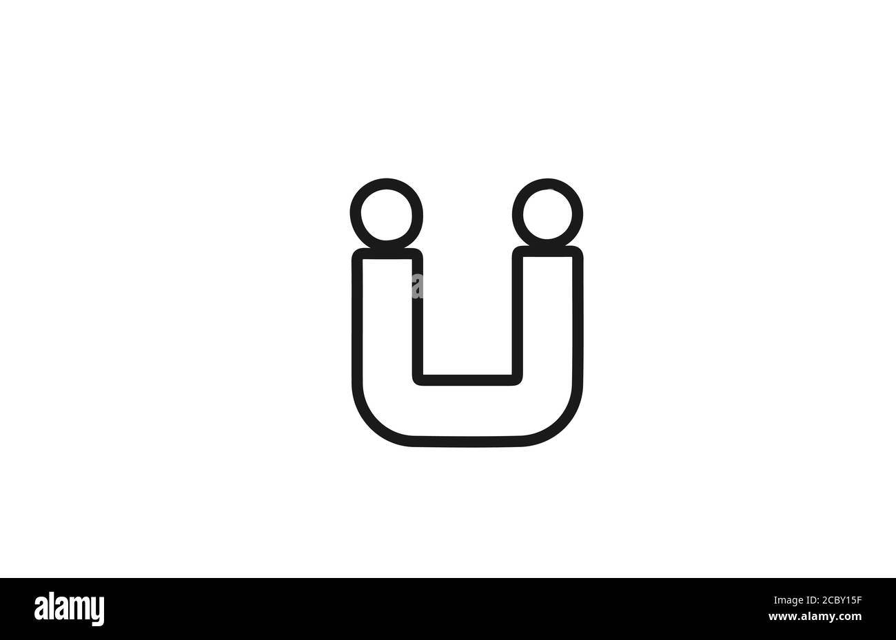 alphabet U letter logo icon with line. Black and white design for ...