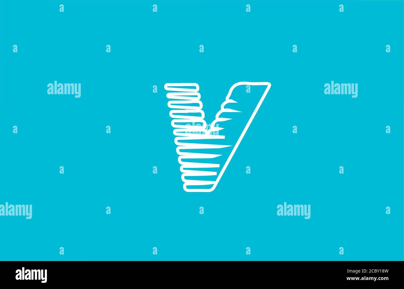 line wire V alphabet letter logo icon. White blue colour for business ...