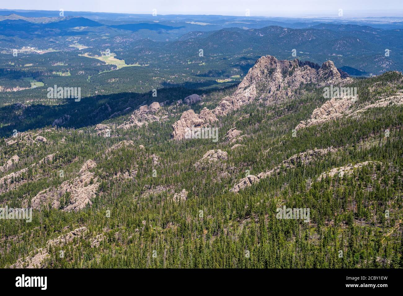 View along trail to Black Elk Peak, the highest point in South Dakota Stock Photo