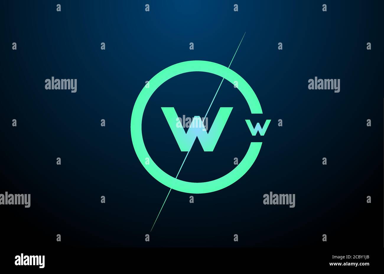 black blue green W alphabet letter logo icon. Design with circle for ...