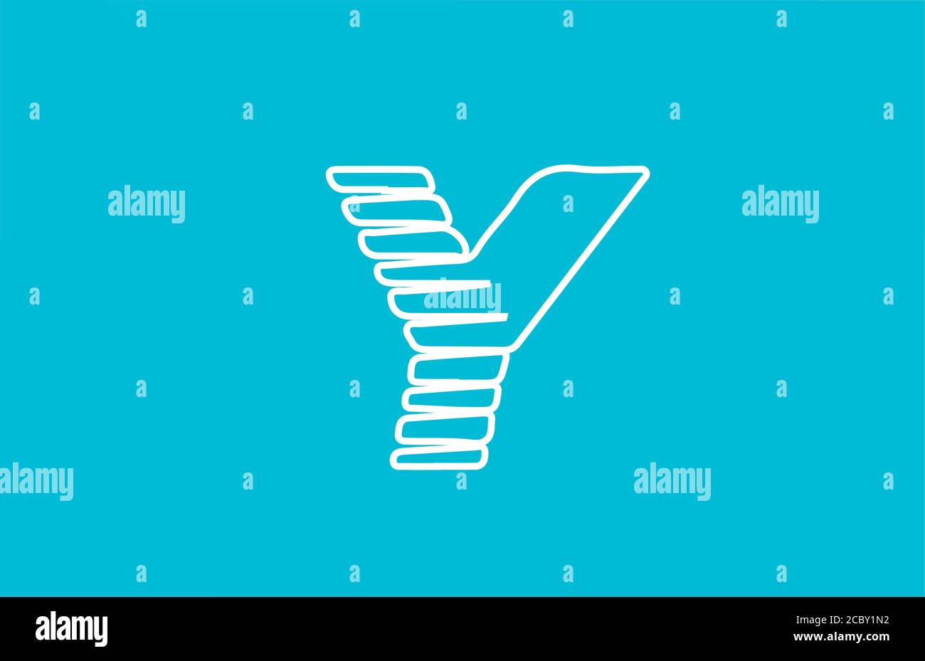 line wire Y alphabet letter logo icon. White blue colour for business ...
