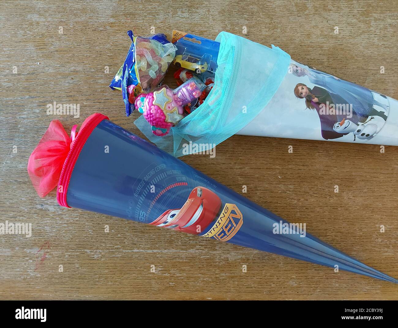 Berlin, Germany. 15th Aug, 2020. First graders carrying candy cones 'Zueckertuete' go for the first time to the Elementary School in Berlin, Germany, August 15, 2020. Credit: Ales Zapotocky/CTK Photo/Alamy Live News Stock Photo