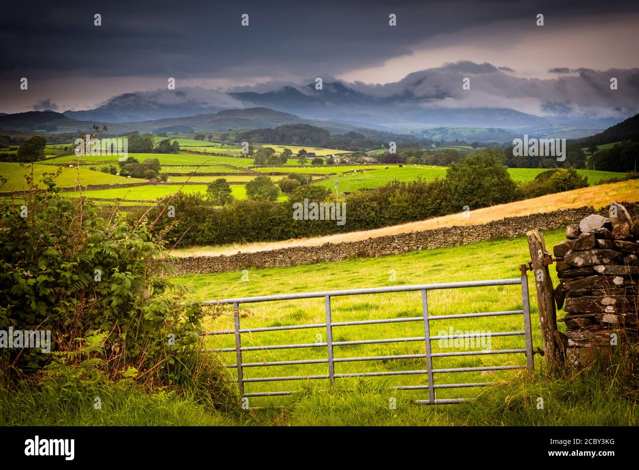 A view down the Crake Valley from Lowick. Stock Photo