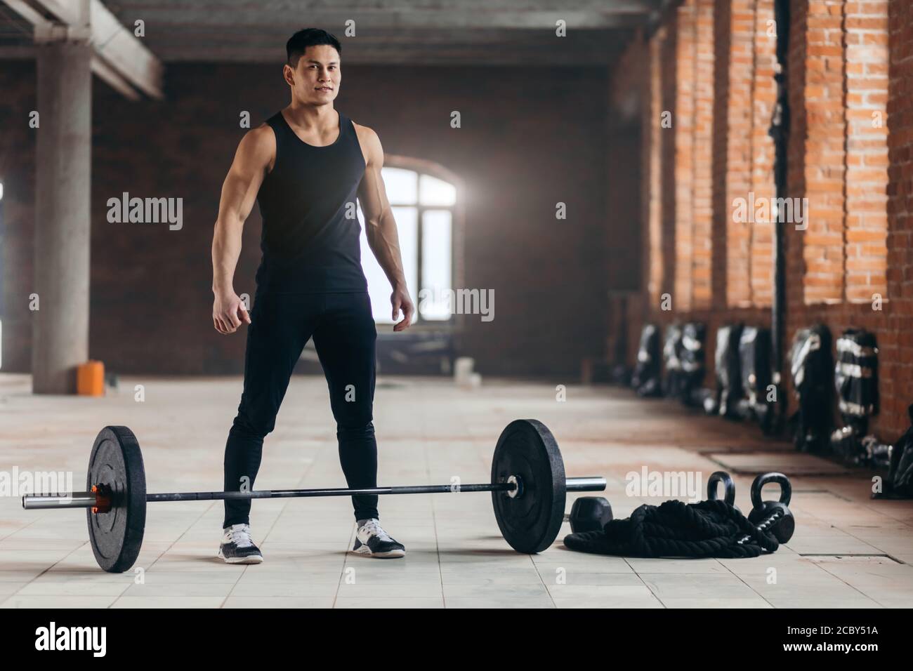 daily routine. fitness enthusiast spending time at gym, full length photo.  copy space Stock Photo - Alamy