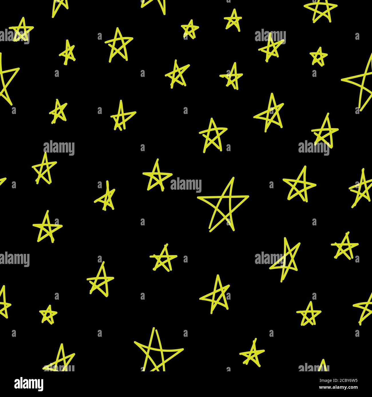 doodle stars on a black background, seamless pattern, vector Stock Vector