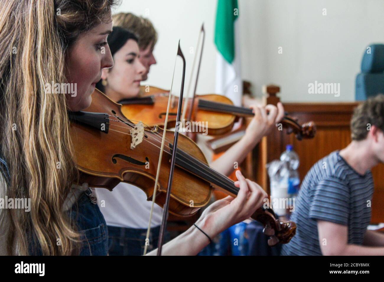 Westland Baroque Ensemble playing at masterclass during the West Cork Chamber Music Festival 2018 in Bantry Co Cork, Ireland. Stock Photo