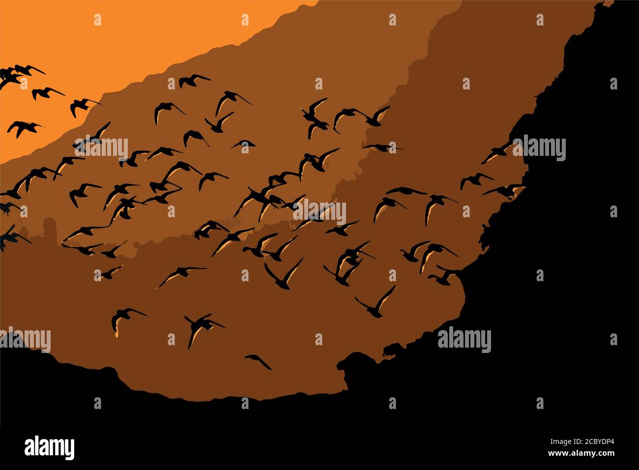 Image of flying birds sunset Stock Vector Images - Alamy