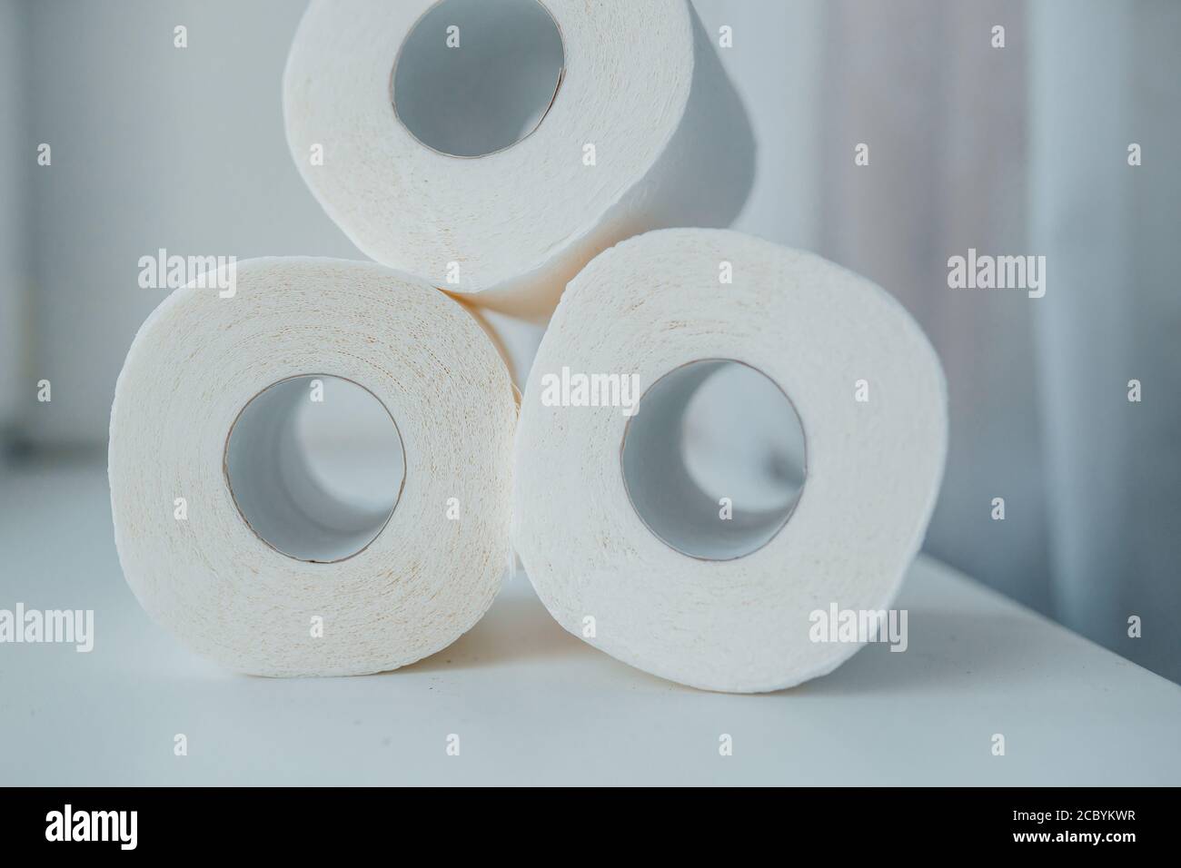 Toilet paper shortage concept with stacked rolls Stock Photo Alamy
