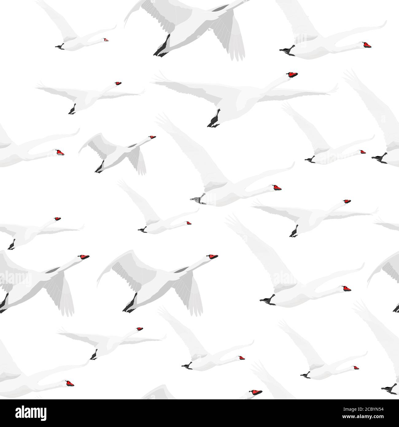 Birds. Vector image. White background. Seamless pattern. Stock Vector