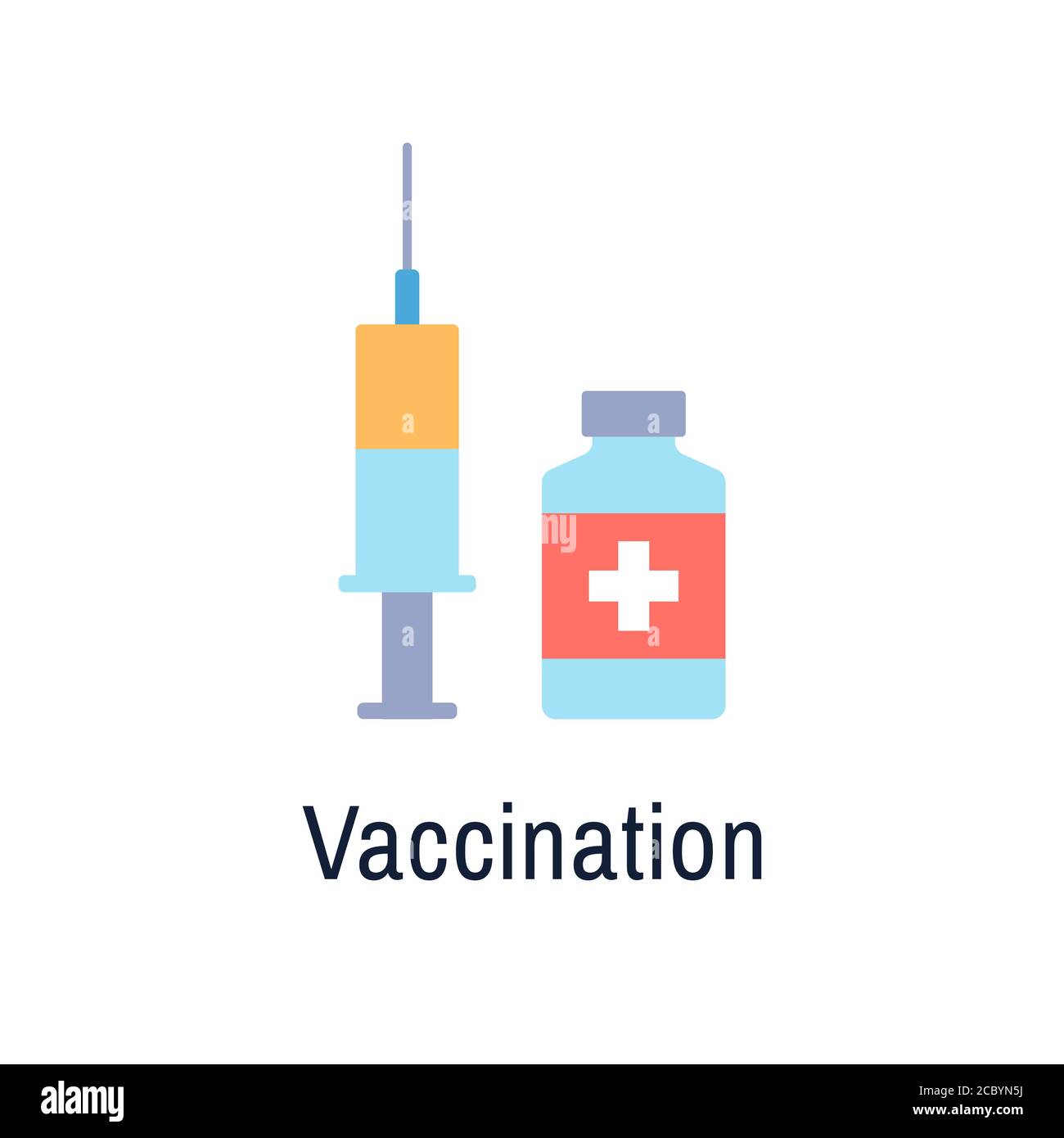 Vaccination flat icon isolated on white background Stock Vector