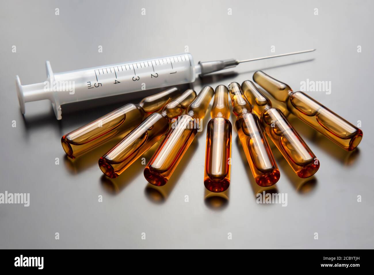 medical ampoules for injection and syringe. medicines and disease