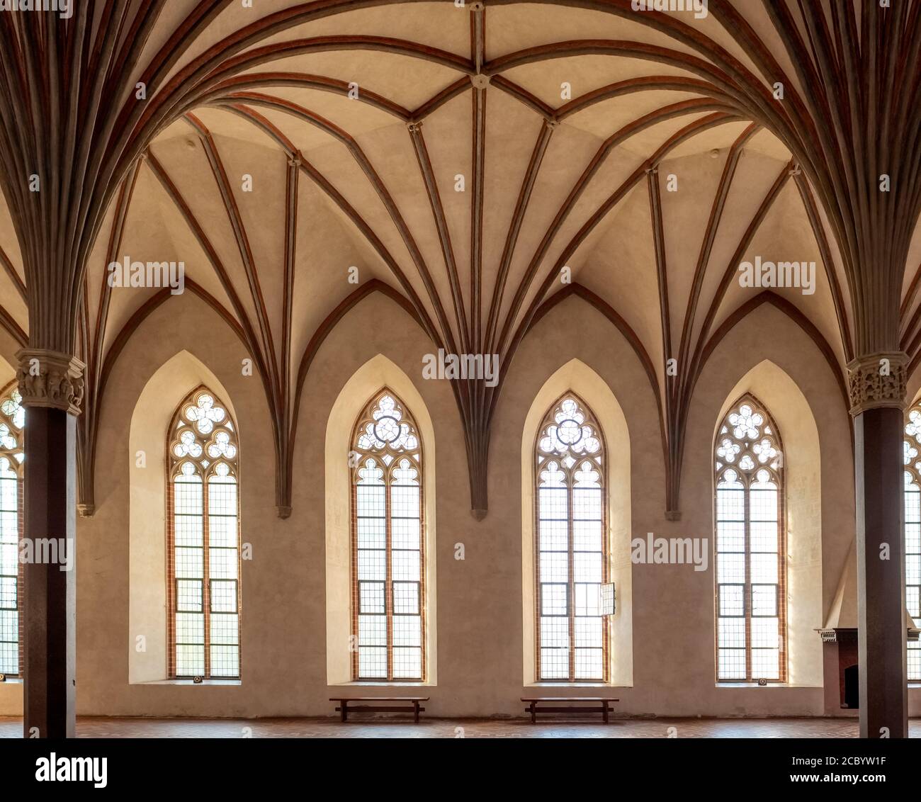 Gothic hall of the medieval castle Stock Photo